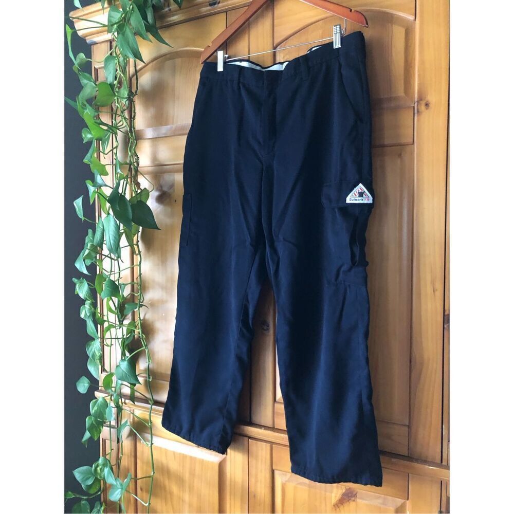 Bulwark FR Faded Spell Out Fire Flame Resistant Wide Leg Cargo Pants SZ 36